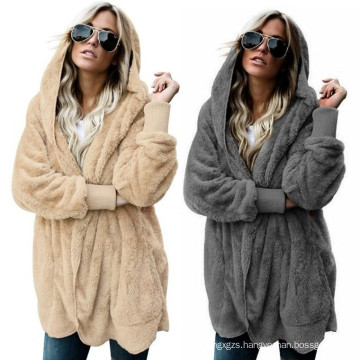 Hot style autumn/winter double flannel hooded cotton-padded coat with two sides anti-fur coat